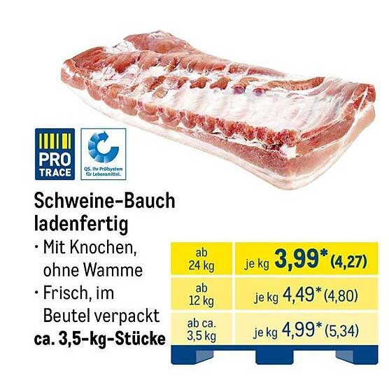 Schweine-Bauch ladenfertig