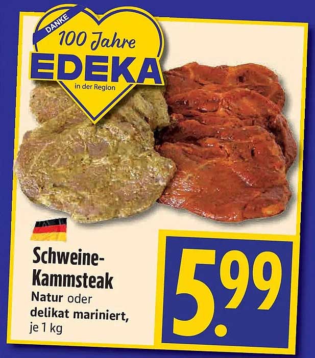 Schweine-Kammsteak Natur oder delikat mariniert, je 1 kg
