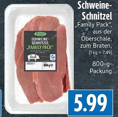 Schweine-Schnitzel „Family Pack“, aus der Oberschale, zum Braten, 800-g-Packung