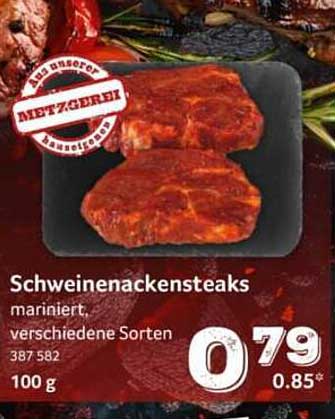 Schweinenackensteaks mariniert, verschiedene Sorten