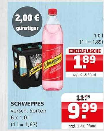 SCHWEPPES versch. Sorten 6 x 1,0 l