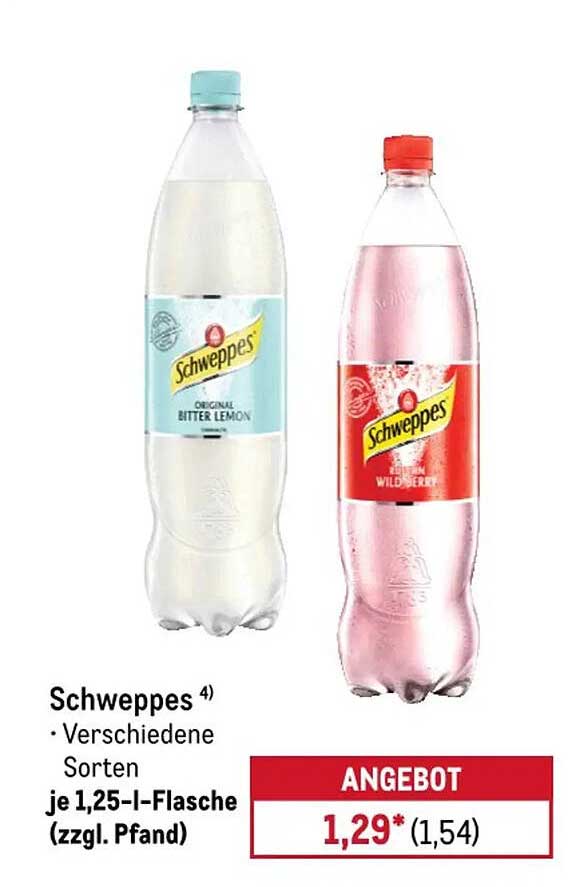 Schweppes Verschiedene Sorten je 1,25-l-Flasche (zzgl. Pfand)