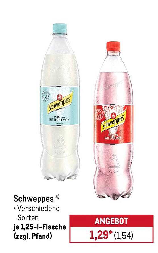 Schweppes Verschiedene Sorten je 1,25-l-Flasche (zzgl. Pfand)