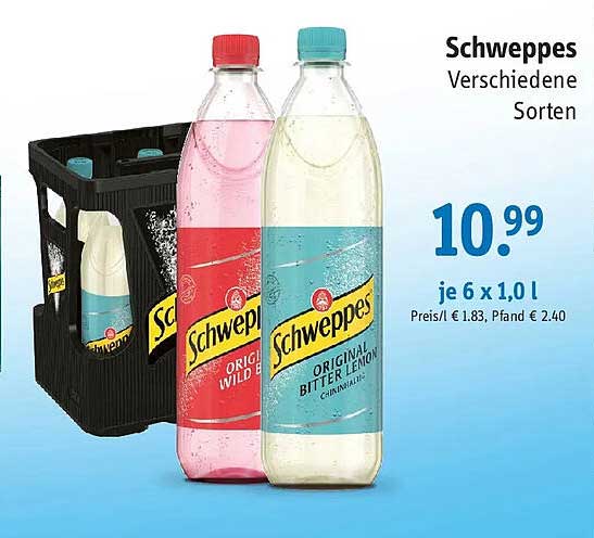 Schweppes Verschiedene Sorten