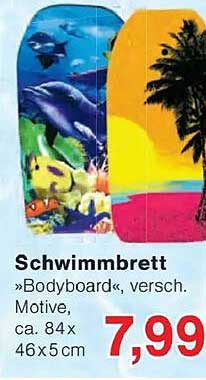 Schwimmbrett »Bodyboard«, versch. Motive, ca. 84 x 46 x 5 cm