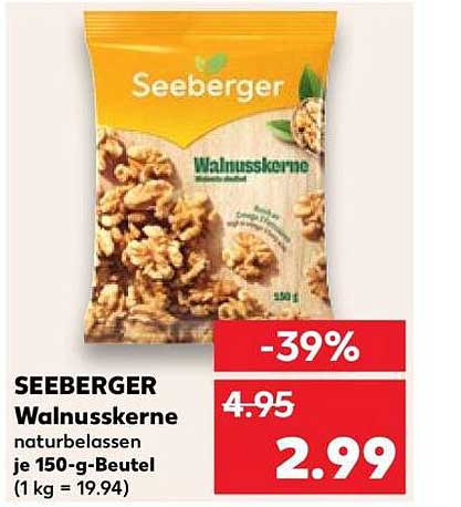 SEEBERGER Walnusskerne naturbelassen je 150-g-Beutel (1 kg = 19.94)