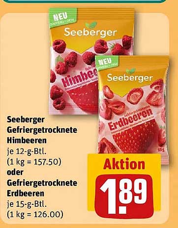 Seeburger Gefriertrocknete Himbeeren oder Gefriertrocknete Erdbeeren