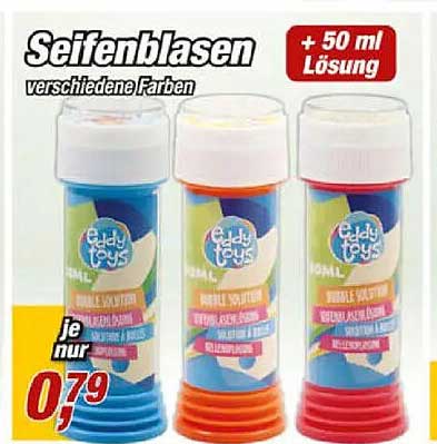 Seifenblasen verschiedene Farben + 50 ml Lösung