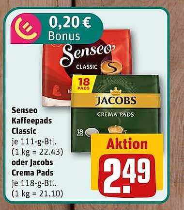Senseo Kaffeepads Classic oder Jacobs Crema Pads