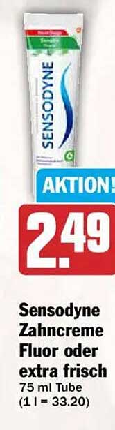 Sensodyne Zahncreme Fluor oder extra frisch 75 ml Tube (1 l = 33.20)