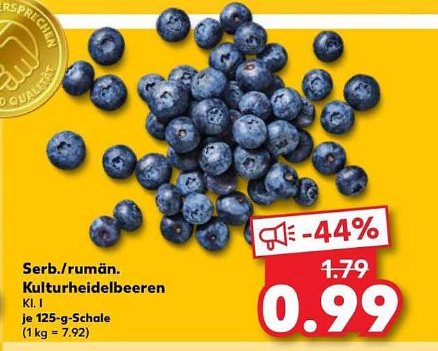 Serb./rumän. Kulturheidelbeeren Kl. I je 125-g-Schale