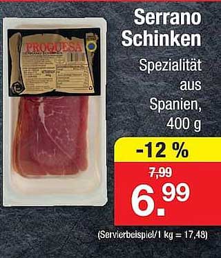 Serrano Schinken Spezialität aus Spanien, 400 g
