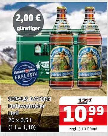 SERVUS BAYERN Hefeweissbier Hell 20 x 0,5 l (1 l = 1,10)