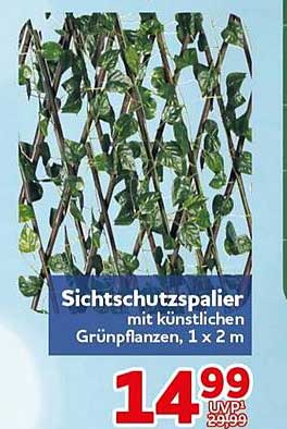Sichtschutzspalier mit künstlichen Grünpflanzen, 1 x 2 m