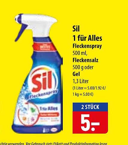 Sil 1 für Alles Fleckenspray, Fleckensalz oder Gel