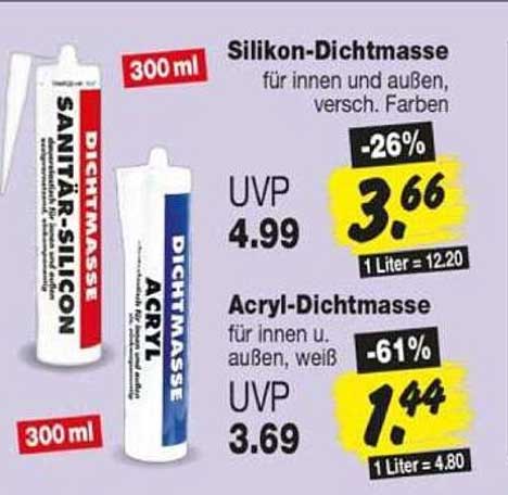 Silikon-Dichtmasse für innen und außen, versch. Farben