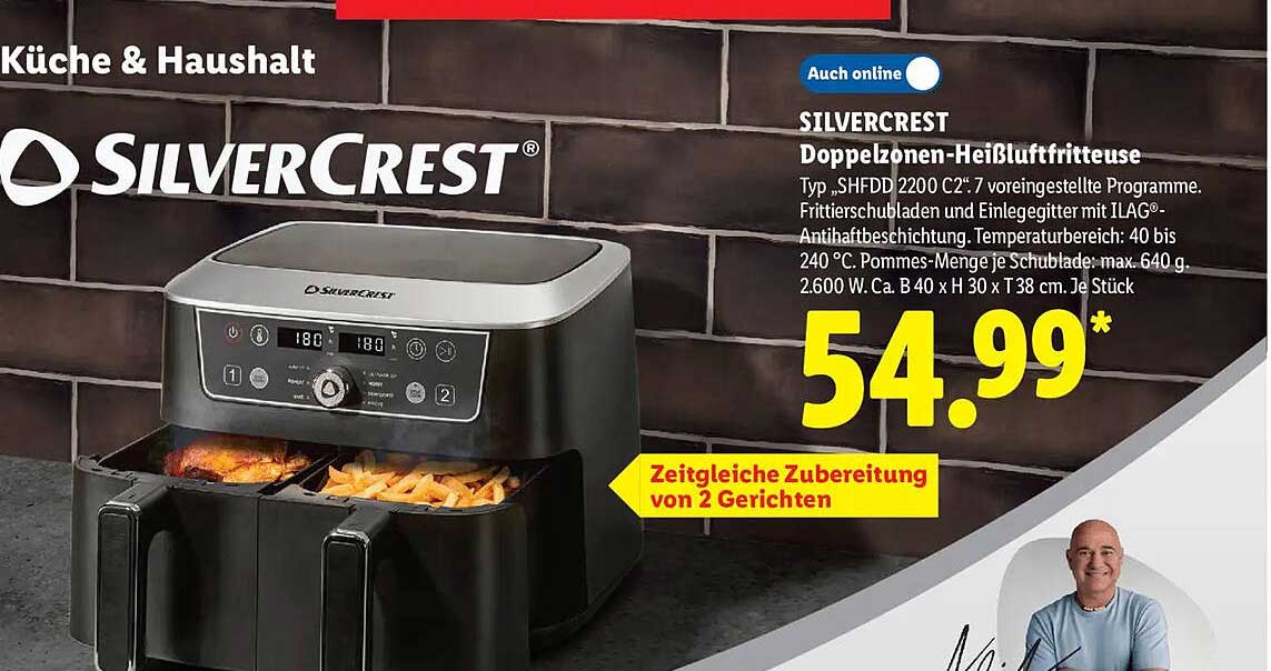 SILVERCREST Doppelzonen-Heißluftfritteuse