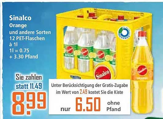 Sinalco Orange und andere Sorten 12 PET-Flaschen à 1 l