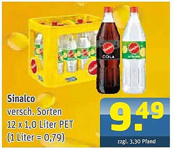 Sinalco versch. Sorten 12 x 1,0 Liter PET (1 Liter = 0,79)