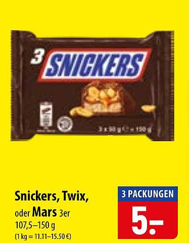 Snickers, Twix, oder Mars 3er