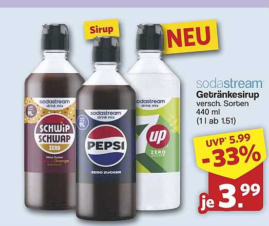 sodastream Getränkesirup versch. Sorten 440 ml (1 l ab 1.51)
