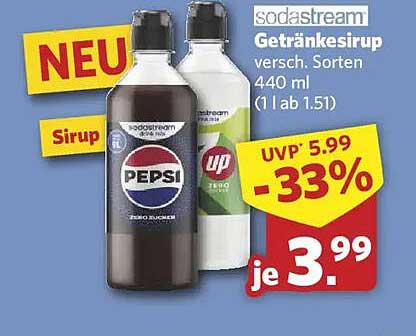 sodastream Getränkesirup versch. Sorten 440 ml (1 l ab 1.51)