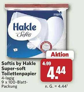 Softis by Hakle Super-soft Toilettenpapier 4-lagig 9 x 100-Blatt-Packung