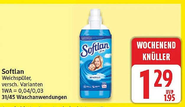Softlan Weichspüler, versch. Varianten 1W A = 0,04/0,03 31/45 Waschanwendungen