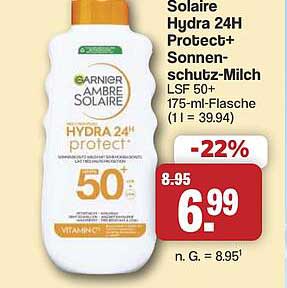 Solaire Hydra 24H Protect+ Sonnenschutz-Milch LSF 50+ 175-ml-Flasche (1 l = 39.94)