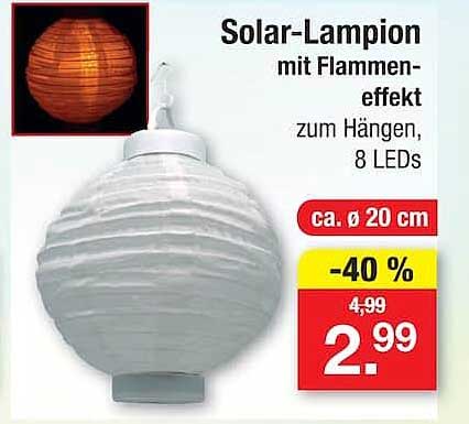 Solar-Lampion mit Flammen-effekt zum hängen, 8 LEDs