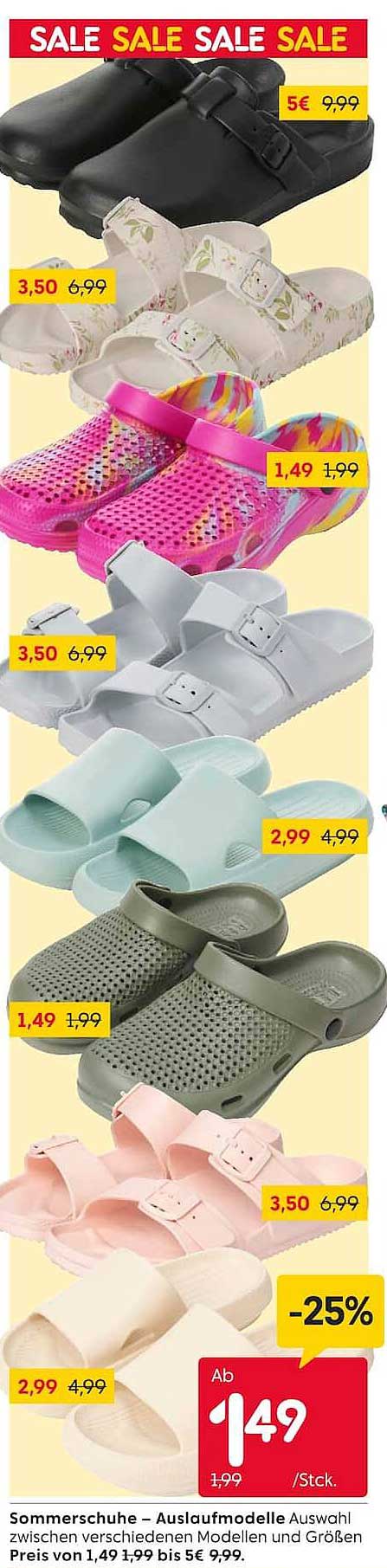 Sommerschuhe – Auslaufmodelle Auswahl zwischen verschiedenen Modellen und Größen