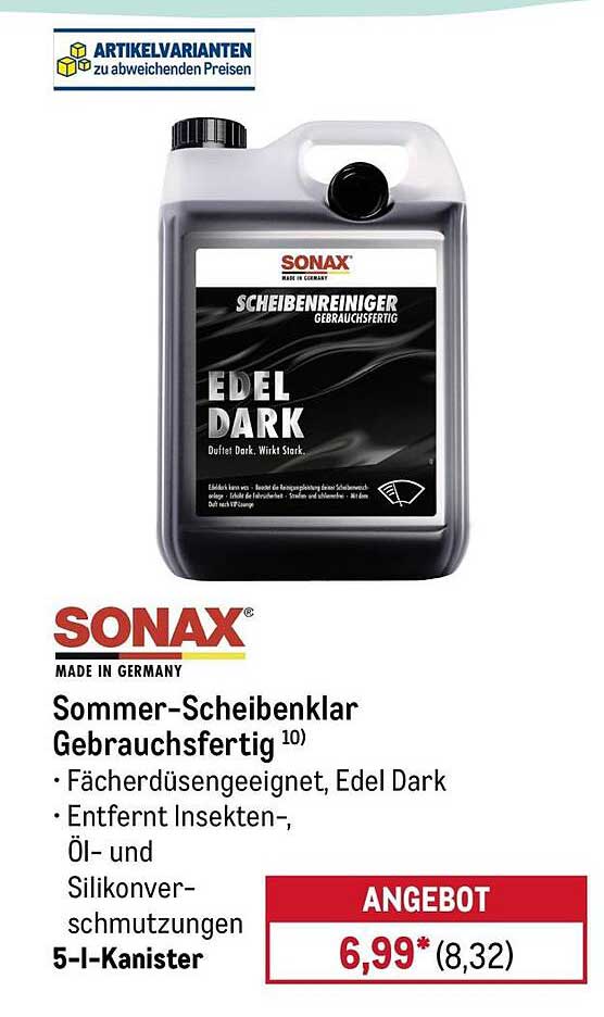 SONAX Sommer-Scheibenklar Gebrauchsfertig Edel Dark 5-l-Kanister