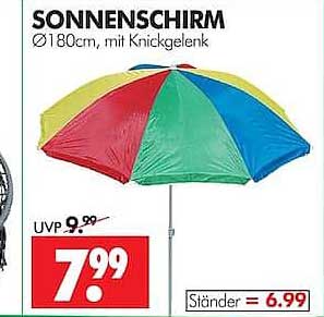SONNENSCHIRM Ø180cm, mit Knickgelenk