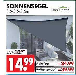 SONNENSEGEL 3,6x3,6x3,6m