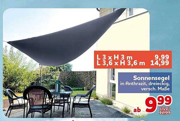 Sonnensegel in Anthrazit, dreieckig, versch. Maße