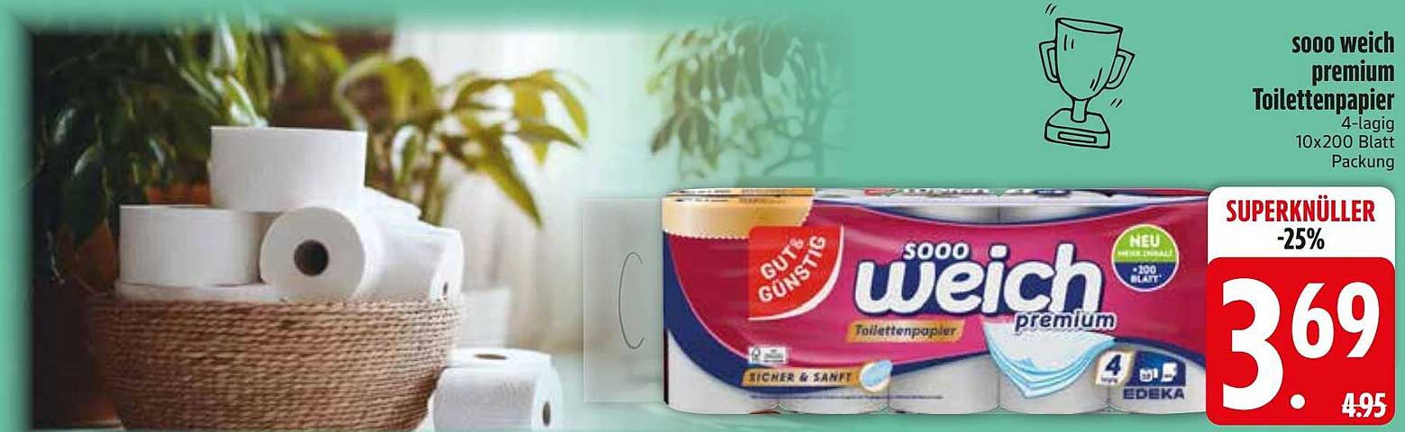 sooo weich premium Toilettenpapier 4-lagig 10x200 Blatt Packung