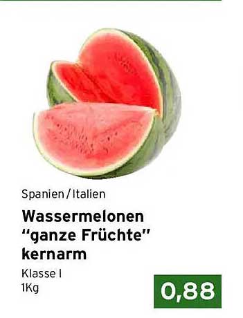 Spanien / Italien Wassermelonen "ganze Früchte" kernarm Klasse I 1Kg