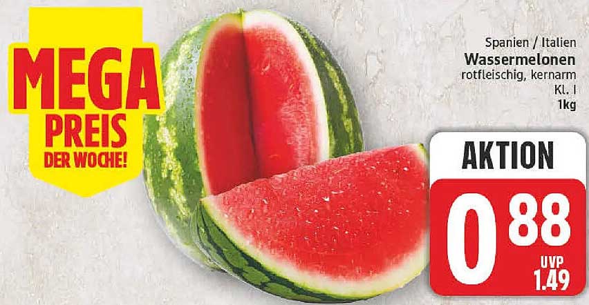 Spanien / Italien Wassermelonen rotfleischig, kernarm Kl. I 1kg