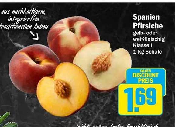Spanien Pfirsiche gelb- oder weißfleischig Klasse I 1 kg Schale