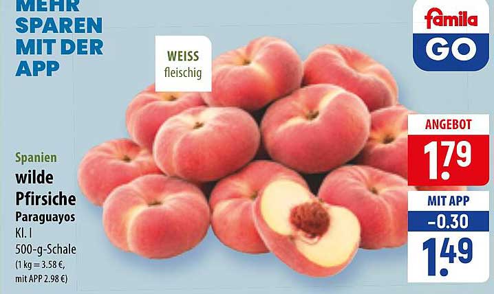 Spanien wilde Pfirsiche Paraguayos Kl. I 500-g-Schale