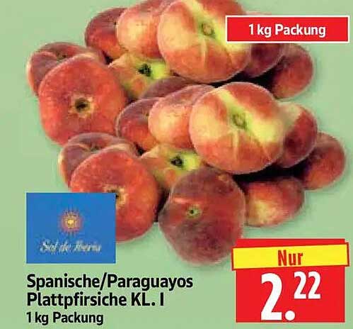 Spanische/Paraguayos Plattpfirsiche KL. I 1kg Packung