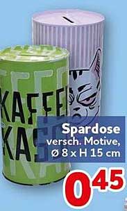 Spardose versch. Motive, Ø 8 x H 15 cm