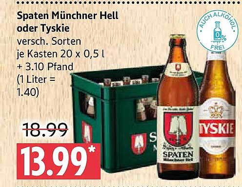 Spaten Münchner Hell oder Tyskie