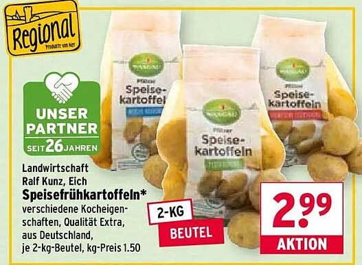 Speisefrühkartoffeln* verschiedene Koch-/Eigenschaften, Qualität Extra, aus Deutschland, je 2-kg-Beutel