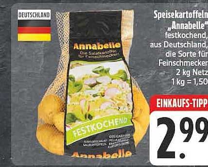 Speisekartoffeln „Annabelle“ festkochend, aus Deutschland, die Sorte für Feinschmecker 2 kg Netz 1 kg = 1,50