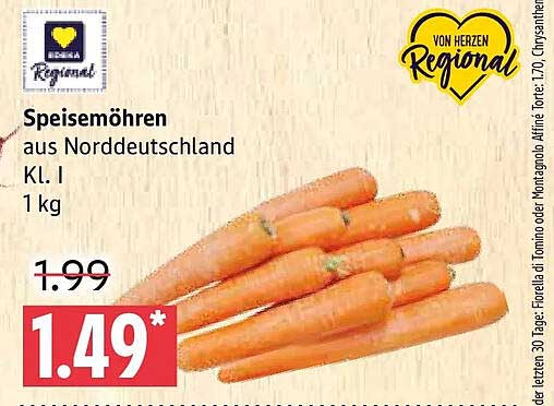 Speisemöhren aus Norddeutschland Kl. I 1 kg