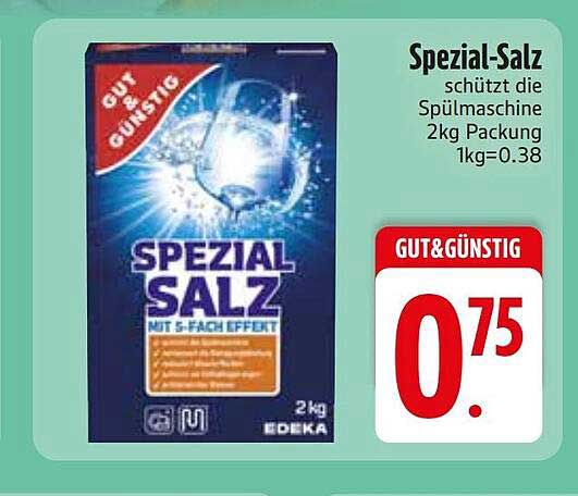 Spezial-Salz schützt die Spülmaschine 2kg Packung 1kg=0.38
