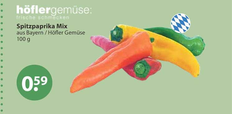 Spitzpaprika Mix aus Bayern / Höfler Gemüse 100 g