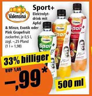 Sport+ Elektrolyt-drink mit Apfel & Minze, Exotik oder Pink Grapefruit
