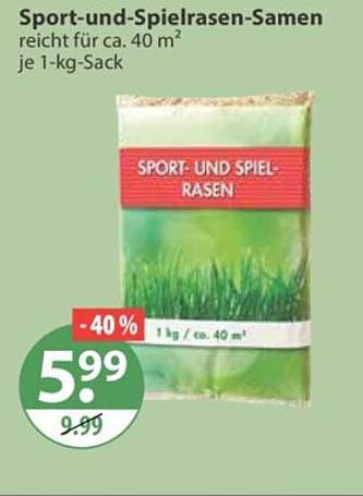Sport-und-Spielrasen-Samen reicht für ca. 40 m² je 1-kg-Sack